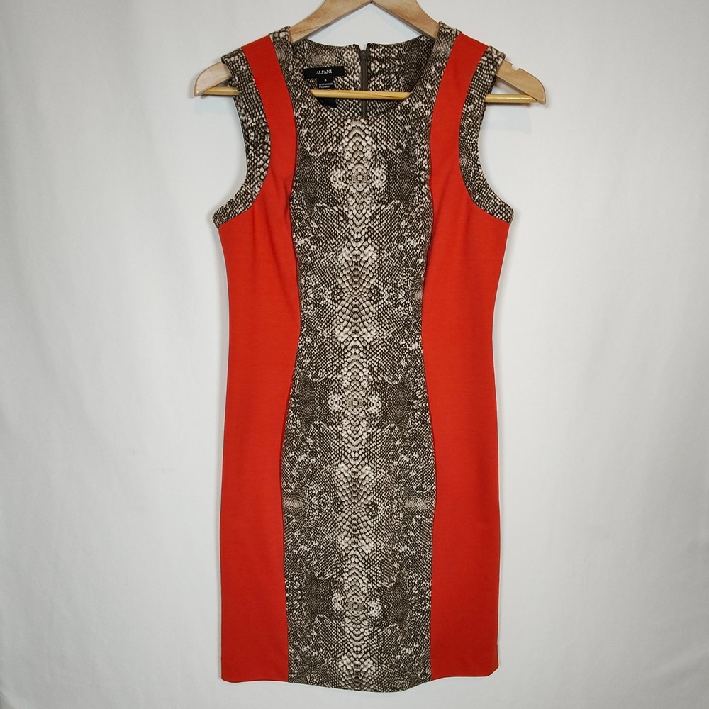 Alfani Sleeveless Midi Dress Women's Size 4 Colorblock Snakeskin Print